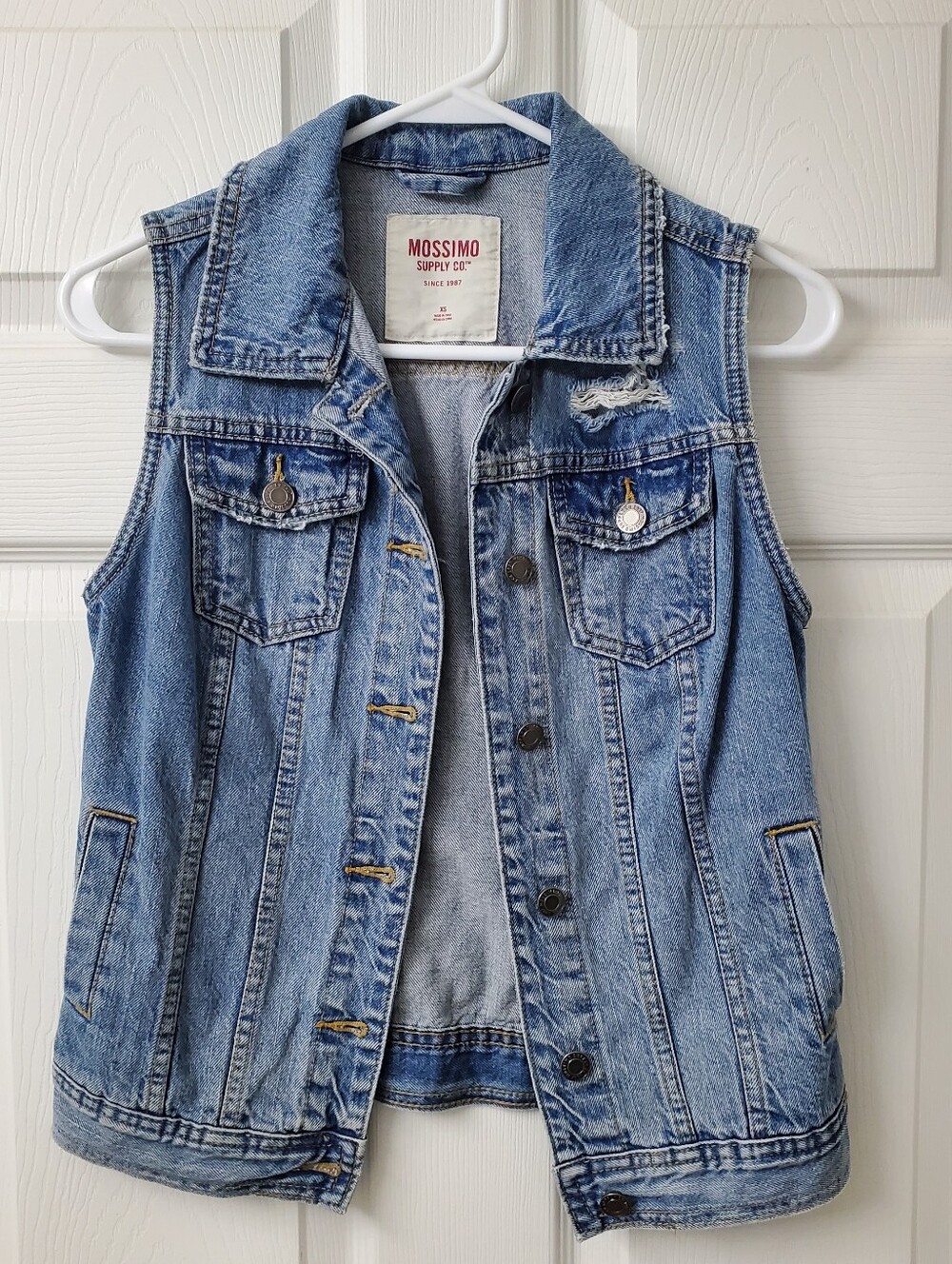 Mossimo Supply Co. Distressed Demin Jean Vest Jacket 100% Cotton Size XS